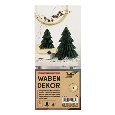 Afbeelding van folia 49211 XMAS Trees klassieke honingraatdecoratie, set van 2, hoogte ca. 20 en 13 cm, opvouwbare kerstdecoratie voor binnen