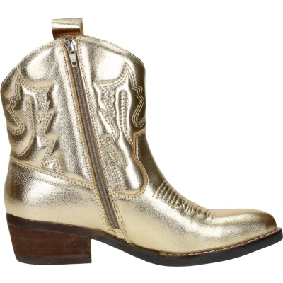 Afbeelding van SUB55 Western Cowboy/Bikerlaarsjes, Dames, Maat: 40, Goudkleur Veloursleer