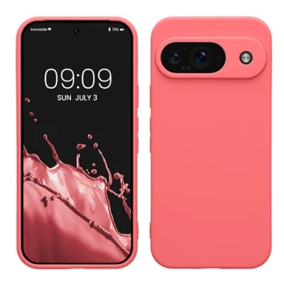 Afbeelding van kwmobile telefoonhoesje geschikt voor Google Pixel 9 Hoesje smartphone Precisie camera uitsnede In neon koraal