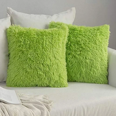 Afbeelding van MIULEE 2 Kussenslopen kunstbont kussensloop voor de woonkamer 45x45 cm (groen)