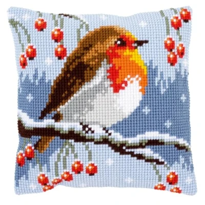 Afbeelding van Kruissteekkussen Roodborstje in de Winter 0149810