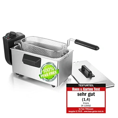 Afbeelding van EMERIO DF 120482.6 Friteuse met koudezone 2000 W Zwart, RVS