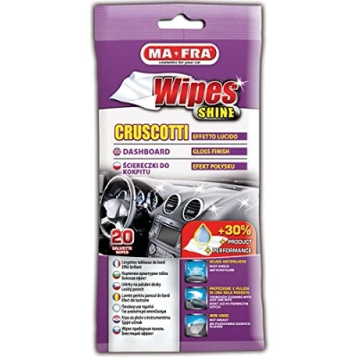 Afbeelding van Mafra H0378, Wipes Clean, dashboarddoekjes, glanzend, ideaal voor elk type auto interieur, bescherming en reiniging in één beweging, 20 stuks