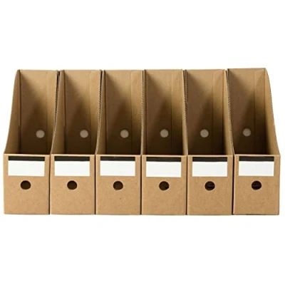 Afbeelding van 6 Stuks Kraft Bureau Opbergdoos, Kartonnen Tijdschriftenhouder, Opvouwbare Ordner Opslagbestand, Krantenmagazine, voor Kantoor, Archivering en Opslag