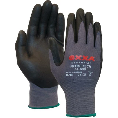Afbeelding van Oxxa Nitri Tech 14 690 handschoenen 6 / XS Zwart Grijs Gebreid manchet EN 388:2016