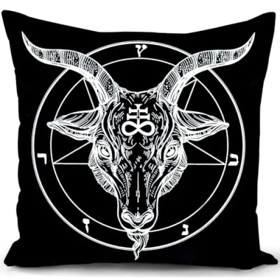 Afbeelding van KUNQIAN Gothic kussensloop Heksengeit decoratie Cadeau Voor mannen en vrouwen Woondecoratie woonkamer, slaapkamer, bank 45 x cm Zwart