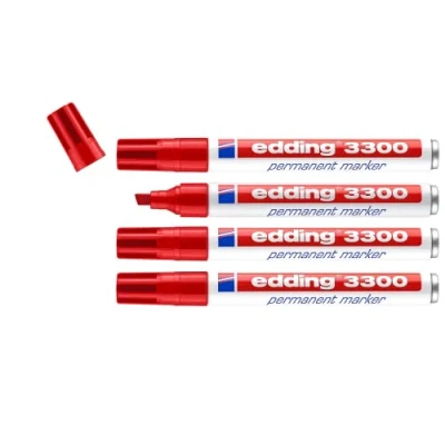 Afbeelding van edding 3300 permanent marker blister van 4 rood