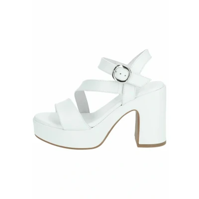 Afbeelding van Nerogiardini Sandalen met hoge hak, Dames, Maat: 38, Loira bianco pu moena p rico Leer