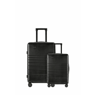 Afbeelding van ETERNITIVE koffer I Handbagage van polycarbonaat en ABS Harde met TSA slot 360 rolkoffer, zwart., Set 2 normale koffers (S+L)