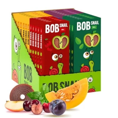 Afbeelding van Bob Snail Suikervrije gezonde fruitrepen Fruit Roll Ups afzonderlijk verpakt voor kinderen en volwassenen met appel kersen pruim pompoen munt