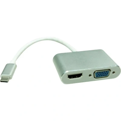 Afbeelding van ROLINE Beeldscherm Adapter USB Type C VGA + HDMI