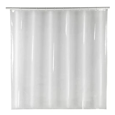 Afbeelding van Douchegordijn Salda transparant, van milieuvriendelijke, recyclebare kunststoffolie (PEVA), voor douche en badkuip, waterdicht, 180 x 200 cm, incl. 12 witte douchegordijnringen