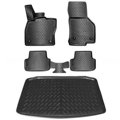 Afbeelding van ELMASLINE Skoda KAROQ 2017 2024 3D rubberen matten en kofferbakmat (standaard diepgaande laadvloer), niet geschikt voor verstelbare laadvloer, accessoires