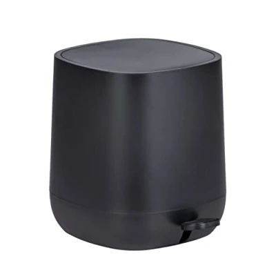 Afbeelding van Wenko Pedaalemmer mat zwart 5 liter vierkant / afvalbak easy close deksel