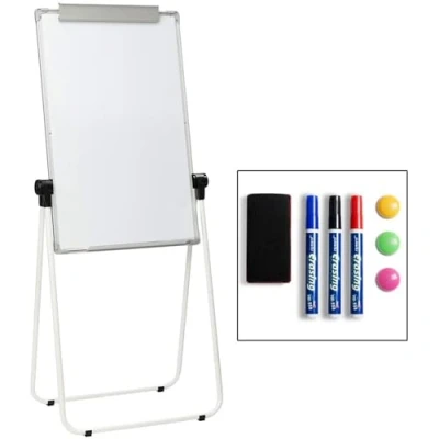Afbeelding van DOEWORKS U stand/paperboard, magnetische whiteboardhouder, dubbelzijdig, ezel, in hoogte verstelbaar en opvouwbare houder, 90 cm x 60 cm, frame grijs