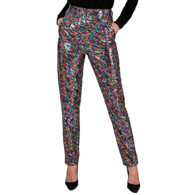 Afbeelding van Widmann Kerst &amp; Oud Nieuw Kostuum Pailletten Broek Betty Confetti Vrouw Multicolor Large Carnavalskleding Verkleedkleding