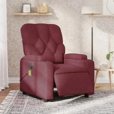 Afbeelding van VidaXL, Massagestoelen, Massagestoel elektrische wijnrode stof