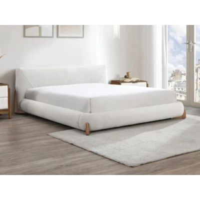 Afbeelding van Vente unique Bed 160 x 200 cm Boucléstof Wit en naturel GAMURA L 193 H 79 D 228