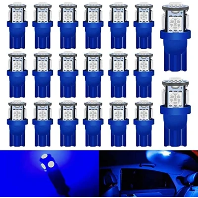 Afbeelding van Defvnsy 194 168 T10 W5W 501 led lamp, voor lampen auto koepellampen, kentekenplaat, dashboard, kofferbak, lezen, blauwe binnenlamp 12 V met 5050 5SMD licht (20 stuks)