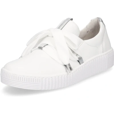 Afbeelding van Gabor Sneakers laag, Dames, Maat: 42.5, Weiss/silber Leer