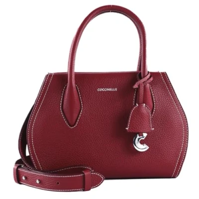 Afbeelding van COCCINELLE Leren Schoudertas Handtas Lord Handbag Grained Leather Sangria (rood)paars