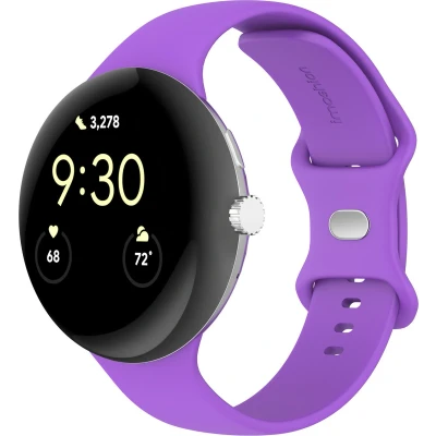 Afbeelding van imoshion Bandje Geschikt voor Google Pixel Watch 3 45 mm Maat L Siliconen band zilver knoopje Paars