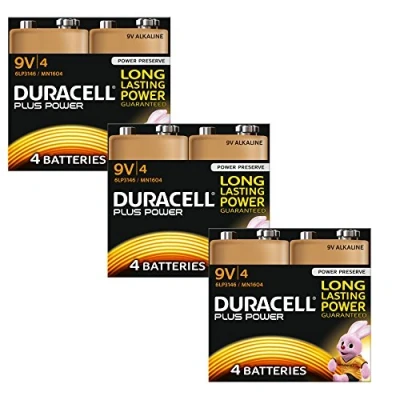 Afbeelding van Duracell Alkalinebatterij, 9 V, 12 stuks Plus Power