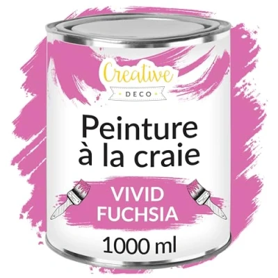 Afbeelding van Creative Deco 1000 ml Fuchsia Roze Krijt Verf Mat en Wasbaar Perfect voor Renovatie, Decoratie Decoupage van Meubels Egen Gradient Effect Mogelijk