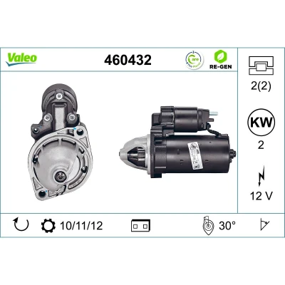 Afbeelding van VALEO 460432 Startmotor 12 2 MERCEDES BENZ: C Class T modell, Sprinter 3.5 Van, Vito Mixto