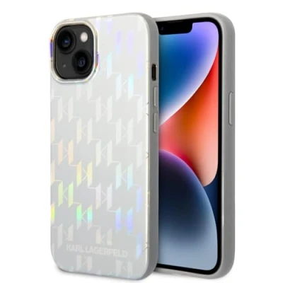 Afbeelding van iPhone 14 Plus Backcase hoesje Karl Lagerfeld Effen Zilver TPU (Zacht)