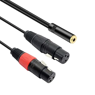 Afbeelding van MEIRIYFA dubbele XLR naar 3,5 mm jack microfoonkabel, 1/8 vrouwelijk dubbel vrouwelijk, TRS stereo ombouwkabel aansluiting, 0,3 m