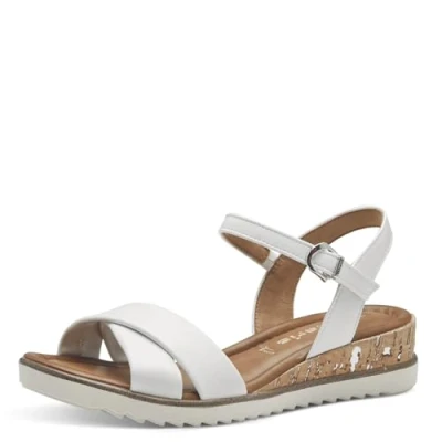 Image de Tamaris Femme 1 28106 42 Sandale cale, Blanc, 38 EU