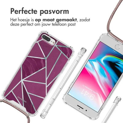 Afbeelding van iMoshion Hoesje Geschikt voor iPhone 7 Plus / 8 met Koord Design Meerkleurig Bordeaux Graphic