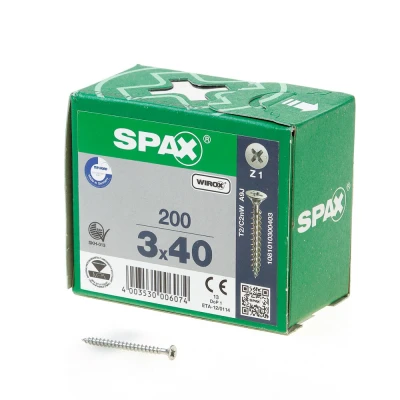 Afbeelding van Spax Spaanplaatschroef Kruiskop Z Wirox 3,0X40 Mm Platte Kop 200 Stuks