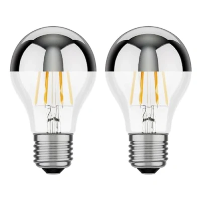 Afbeelding van ledscom.de 2 ledlampen E27, A60, warmwit (2700 K), 6 W, 667 lm, hoofdspiegel (zilver)