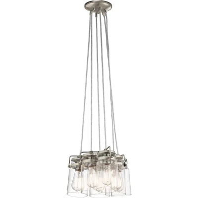 Afbeelding van Kichler LED Pendelarmatuur Brinley 6X E27 Max 60W Dimbaar Brushed Nickel
