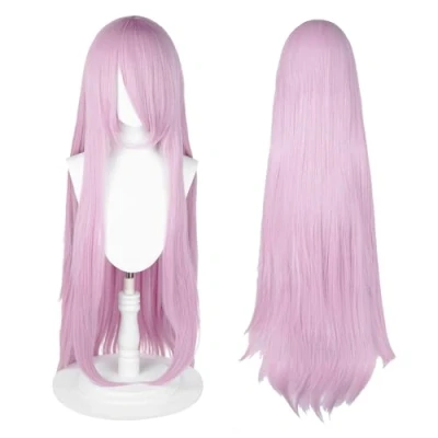 Afbeelding van 100 cm cosplay pruik, universele pruik voor feestjes, dagelijks gebruik, festival en Halloween, ideaal tv, film personages (pastelroze)