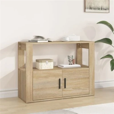 Afbeelding van Dressoir 80x30x60 cm bewerkt hout sonoma eikenkleurig