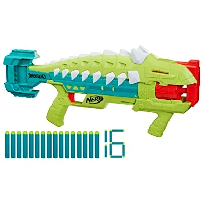 Afbeelding van Nerf Dinosquad Armorstrike, dartblaster, 8 darts, 16 Elite ankylosaurus design
