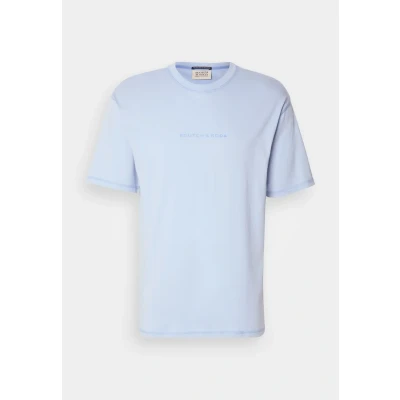 Afbeelding van Scotch &amp; Soda Front Chest LOGO Tshirt print, Heren, Maat: XL, Sky blue