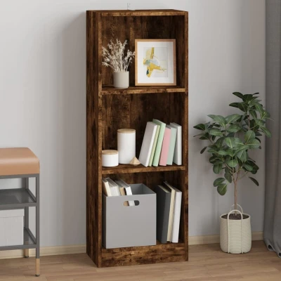 Afbeelding van Boekenkast 3 laags 40x24x109 cm bewerkt hout gerookt eikenkleur