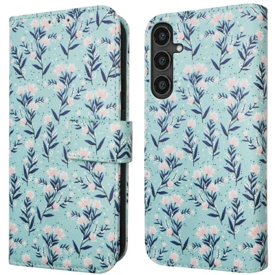 Afbeelding van iMoshion Hoesje Geschikt voor Samsung Galaxy S23 FE Met Pasjeshouder Design Bookcase smartphone Blauw / Blue Flowers
