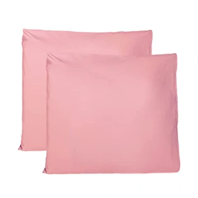Afbeelding van Set van 2 kussenslopen, 100% katoen, superzachte jersey eenvoudig en elegant design, gemaakt in Italië, roze, 65 x cm
