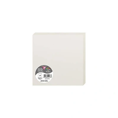 Afbeelding van Clairefontaine 12177C verpakking met 25 dubbele kaarten vierkant, 16 x cm 210 g/m² kleur: parelgrijs uitnodigingskaarten voor evenementen en overeenstemming premium papier glad