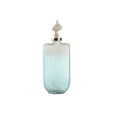 Afbeelding van Vaas DKD Home Decor Blauw Aluminium Kristal Schelp Mediterrane 9 x 17 43 cm