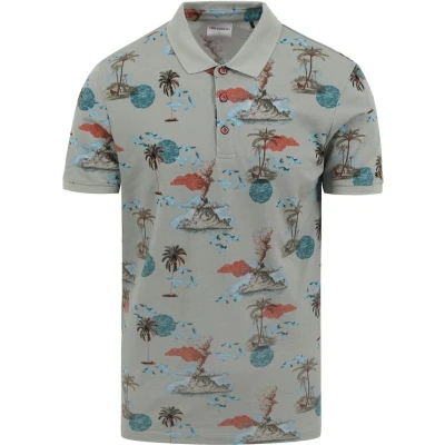 Afbeelding van No Excess Poloshirt Print Groen maat M heren met Regular fit Pasvorm Katoen Suitable Herenkleding