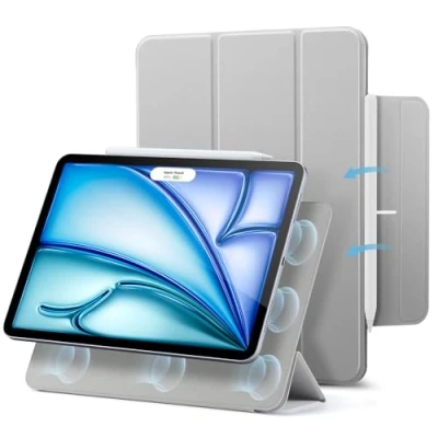 Afbeelding van ESR magnetische hoes compatibel met iPad Air 5 generatie 2022 hoes/iPad 4 2020 10,9 inch en Pro 11 2018, hechting, ondersteunt Pencil 2, grijs