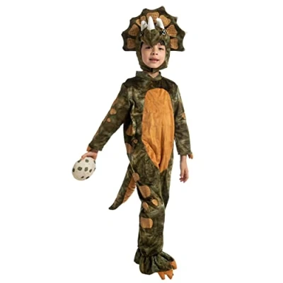 Afbeelding van Spooktacular Creations Halloween kinderen, groen, realistisch, triceratops kostuum voor peuters, uniseks, dinosauruskostuum, set kinderen (peuters (3 4 jaar))