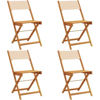 Afbeelding van vidaXL Tuinstoelen 4 st inklapbaar stof en massief hout beige