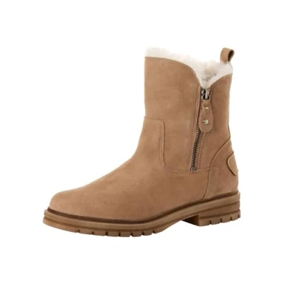 Afbeelding van Tamaris Snowboots, Dames, Maat: 42, Beige Leer
